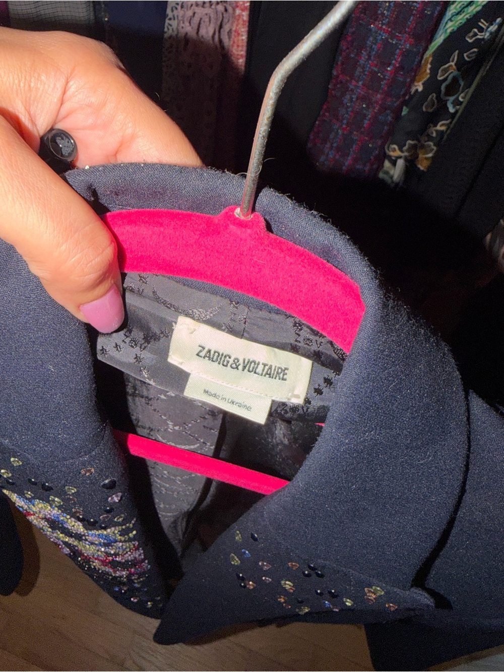 Zadig & Voltaire Navy Blazer with Embellished Lapel - Picture 2 of 2